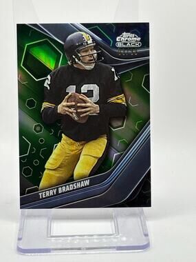 2023 Topps Chrome Black Terry Bradshaw Green Refractor 3/99 SP Steelers